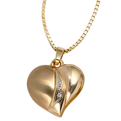 Anhänger Herz 333 Gold Gelbgold mattiert 1 Zirkonia Herzanhänger