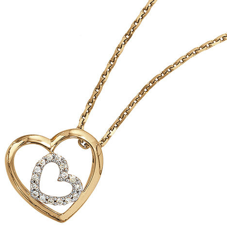 Anhänger Herz 585 Gold Gelbgold 16 Diamanten Brillanten 0 12ct. Herzanhänger