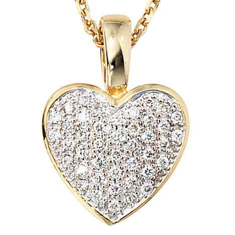 Anhänger Herz 585 Gold Gelbgold 42 Diamanten Brillanten 0 25ct. Herzanhänger