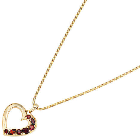 Anhänger Herz 585 Gold Gelbgold 7 Granate rot Herzanhänger