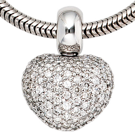 Anhänger Herz 585 Gold Weißgold 107 Diamanten Brillanten Herzanhänger