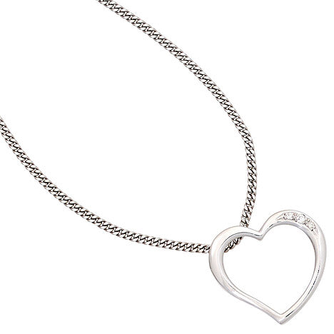 Anhänger Herz 585 Gold Weißgold 3 Diamanten Brillanten 0 03ct. Herzanhänger