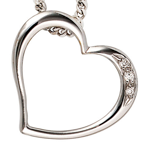 Anhänger Herz 585 Gold Weißgold 3 Diamanten Brillanten 0 03ct. Herzanhänger