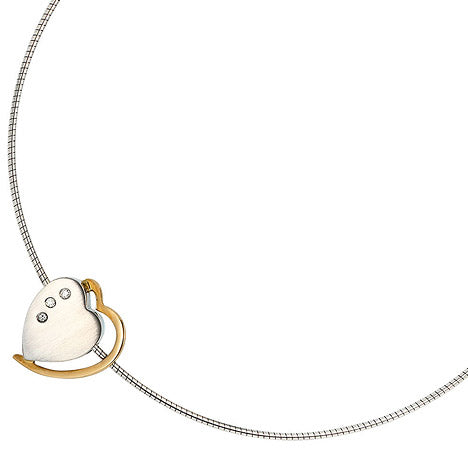 Anhänger Herz 585 Gold Weißgold Gelbgold bicolor matt 3 Diamanten Brillanten