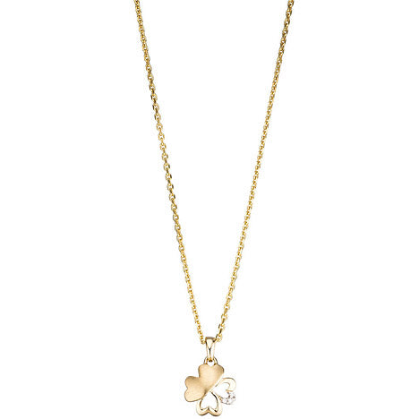 Anhänger Kleeblatt 333 Gold Gelbgold mattiert 3 Zirkonia Glücksbringer