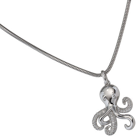 Anhänger Krake 925 Sterling Silber rhodiniert mit Zirkonia Octopus