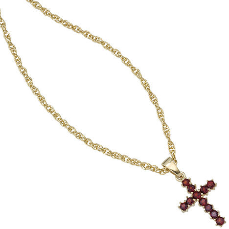 Anhänger Kreuz 333 Gold Gelbgold 11 Granate rot Kreuzanhänger Goldkreuz