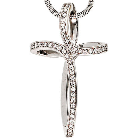 Anhänger Kreuz 585 Gold Weißgold 40 Diamanten Brillanten Kreuzanhänger Goldkreuz