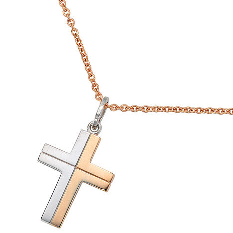 Anhänger Kreuz 585 Gold Weißgold bicolor Kreuzanhänger Goldkreuz