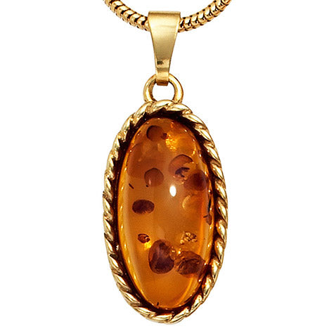 Anhänger oval 375 Gold Gelbgold 1 Bernstein