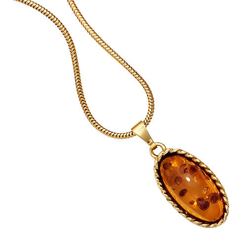 Anhänger oval 375 Gold Gelbgold 1 Bernstein