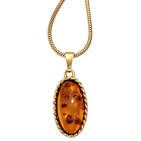 Anhänger oval 375 Gold Gelbgold 1 Bernstein