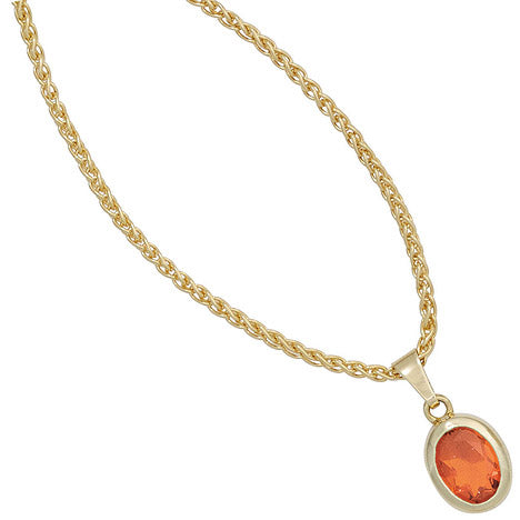 Anhänger oval 585 Gold Gelbgold 1 Feueropal rot Goldanhänger