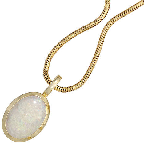 Anhänger oval 585 Gold Gelbgold 1 Opal Goldanhänger