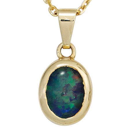 Anhänger oval 585 Gold Gelbgold 1 Opal-Triplette Goldanhänger