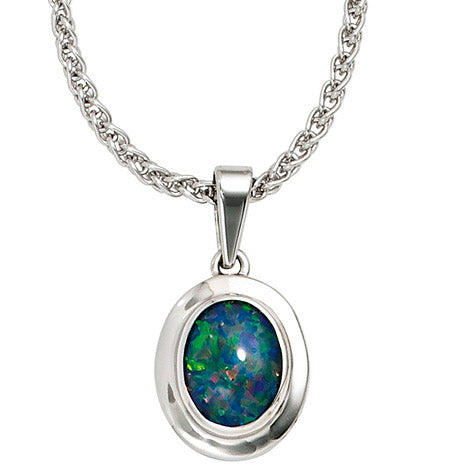 Anhänger oval 585 Gold Weißgold 1 Opaltriplette Goldanhänger