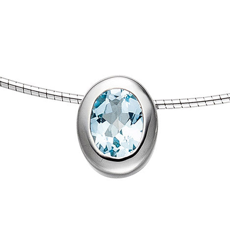 Anhänger oval 925 Sterling Silber rhodiniert 1 Blautopas blau hellblau