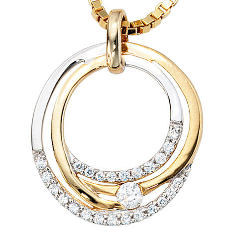 Anhänger rund 333 Gold Gelbgold bicolor mit Zirkonia Goldanhänger