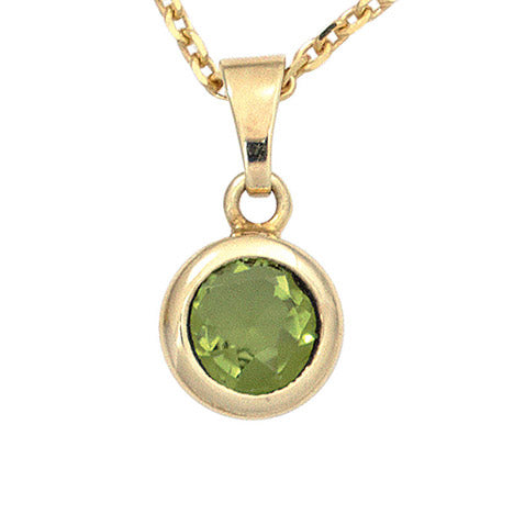 Anhänger rund 585 Gold Gelbgold 1 Peridot grün Goldanhänger