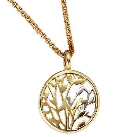 Anhänger rund 585 Gold Gelbgold Weißgold bicolor 1 Diamant Brillant 0 02ct.