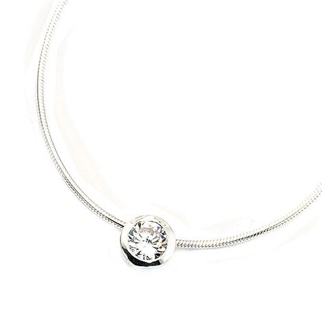Anhänger rund 925 Sterling Silber 1 Zirkonia