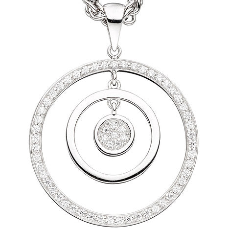 Anhänger rund 925 Sterling Silber rhodiniert mit Zirkonia