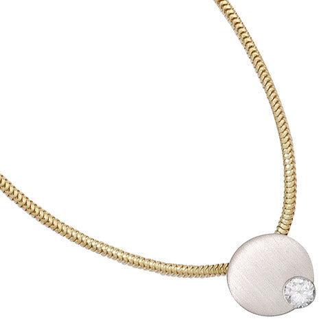 Anhänger rund 950 Platin matt 1 Diamant Brillant 0 16ct. Platinanhänger