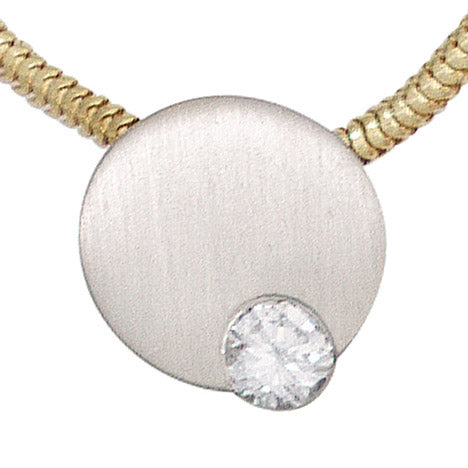 Anhänger rund 950 Platin matt 1 Diamant Brillant 0 16ct. Platinanhänger