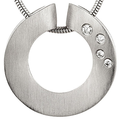 Anhänger rund 950 Platin mattiert 4 Diamanten Brillanten 0 06ct. Platinanhänger