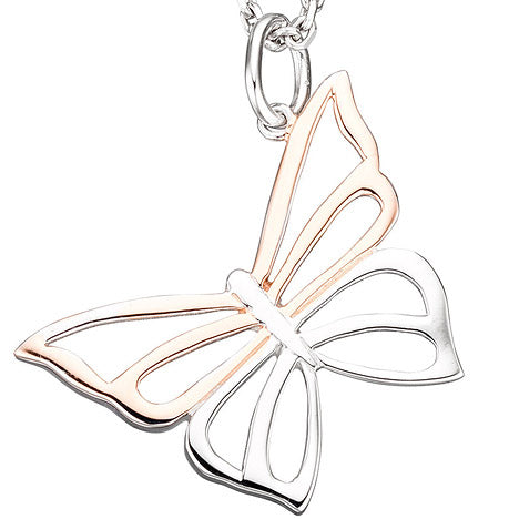 Anhänger Schmetterling 925 Sterling Silber rotgold vergoldet bicolor