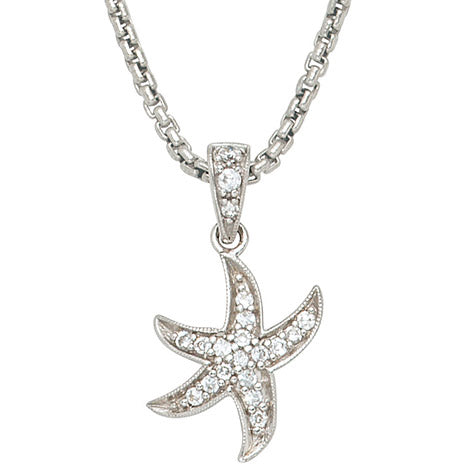 Anhänger Seestern 925 Sterling Silber rhodiniert mit Zirkonia