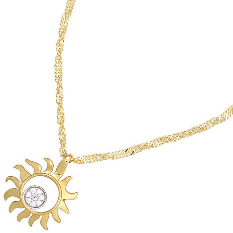 Anhänger Sonne 585 Gold Gelbgold bicolor 8 Diamanten Brillanten 0 07ct.