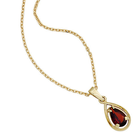 Anhänger Tropfen 333 Gold Gelbgold 1 Granat rot Goldanhänger