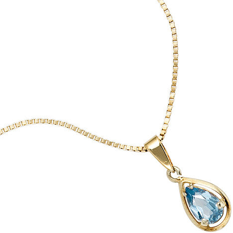 Anhänger Tropfen 333 Gold Gelbgold 1 Spinell blau Goldanhänger