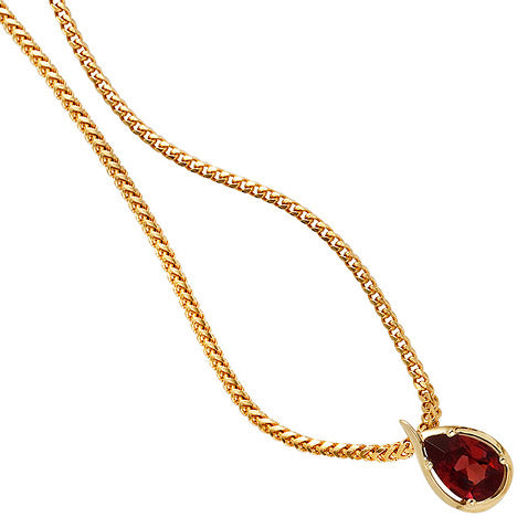 Anhänger Tropfen 585 Gold Gelbgold 1 Granat rot Goldanhänger