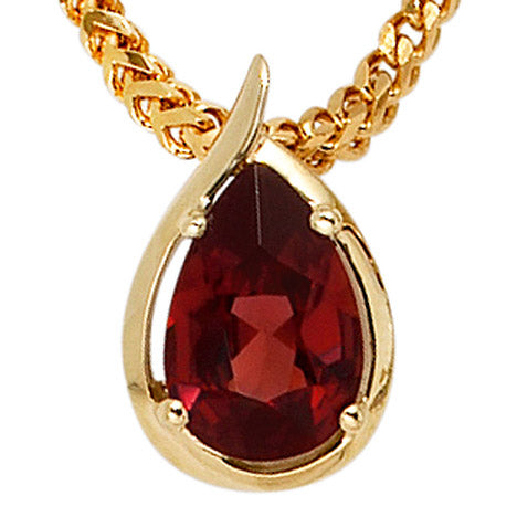 Anhänger Tropfen 585 Gold Gelbgold 1 Granat rot Goldanhänger
