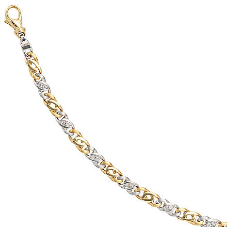 Armband 585 Gold Gelbgold Weißgold bicolor 16 Diamanten Brillanten 18 5 cm