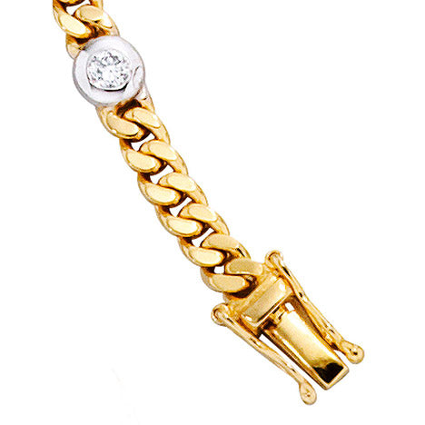 Armband 585 Gold Gelbgold Weißgold bicolor 6 Diamanten Brillanten 19 cm