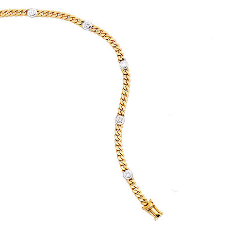 Armband 585 Gold Gelbgold Weißgold bicolor 6 Diamanten Brillanten 19 cm