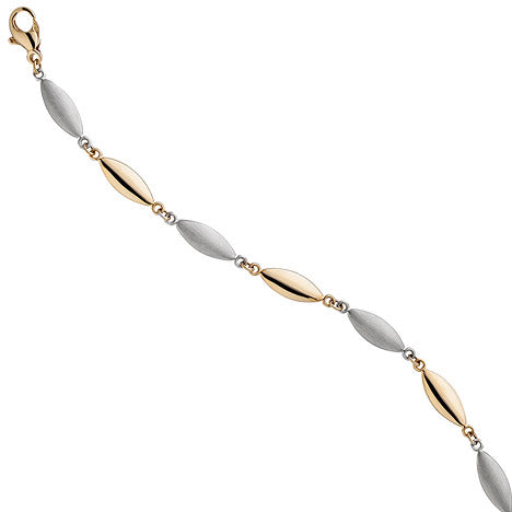 Armband 585 Gold Gelbgold Weißgold bicolor matt 19 5 cm Goldarmband