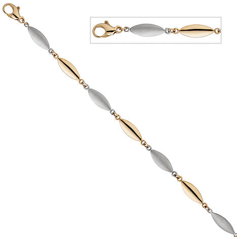 Armband 585 Gold Gelbgold Weißgold bicolor matt 19 5 cm Goldarmband