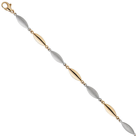 Armband 585 Gold Gelbgold Weißgold bicolor matt 19 5 cm Goldarmband