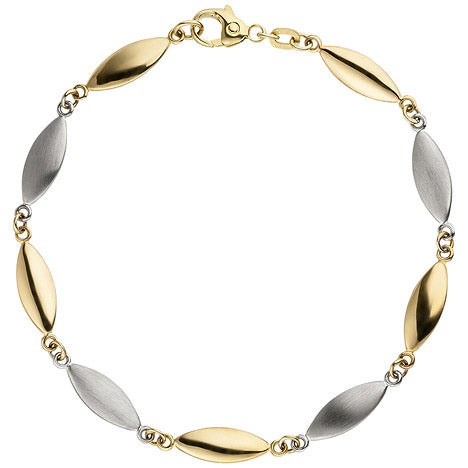 Armband 585 Gold Gelbgold Weißgold bicolor matt 19 5 cm Goldarmband