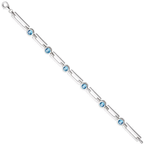 Armband 925 Sterling Silber mit Zirkonia hellblau und weiß 19 cm Silberarmband