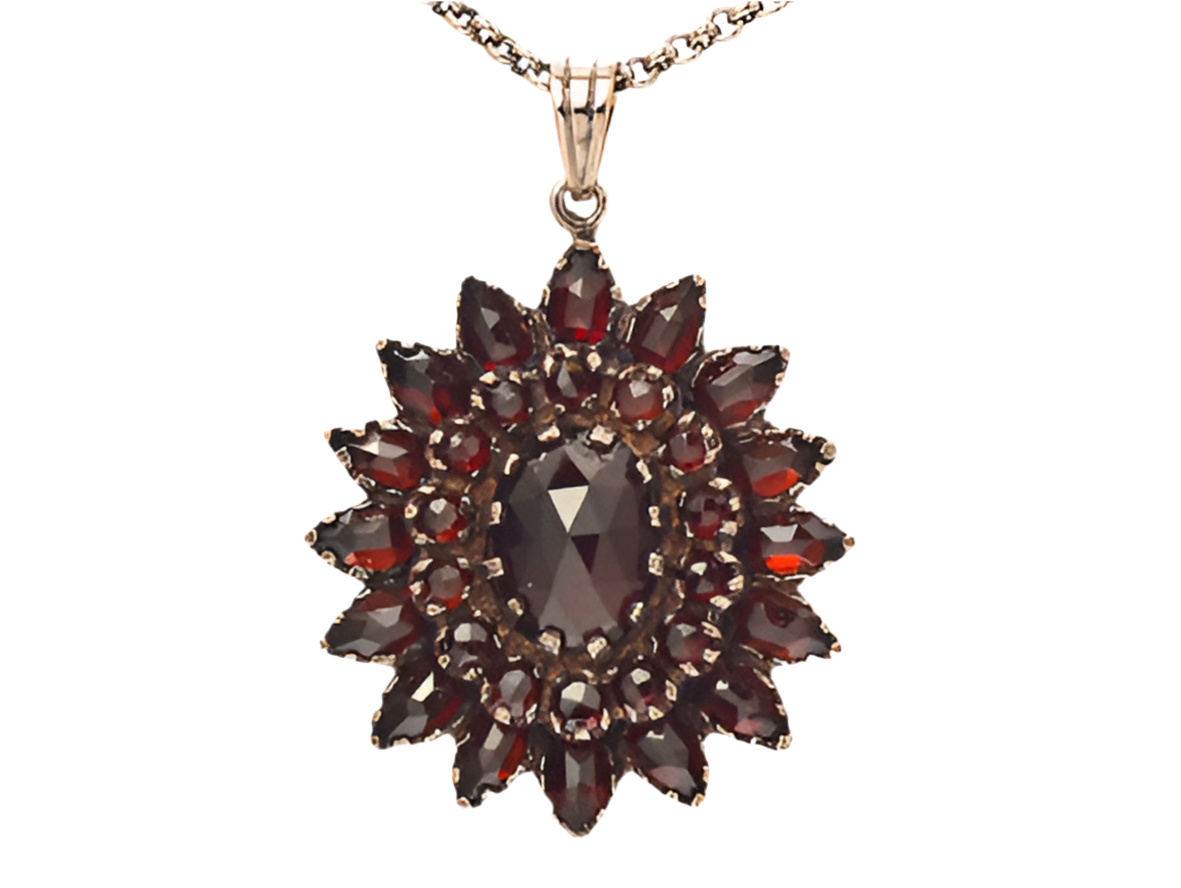 Collier Kette mit Anhänger Granat 925