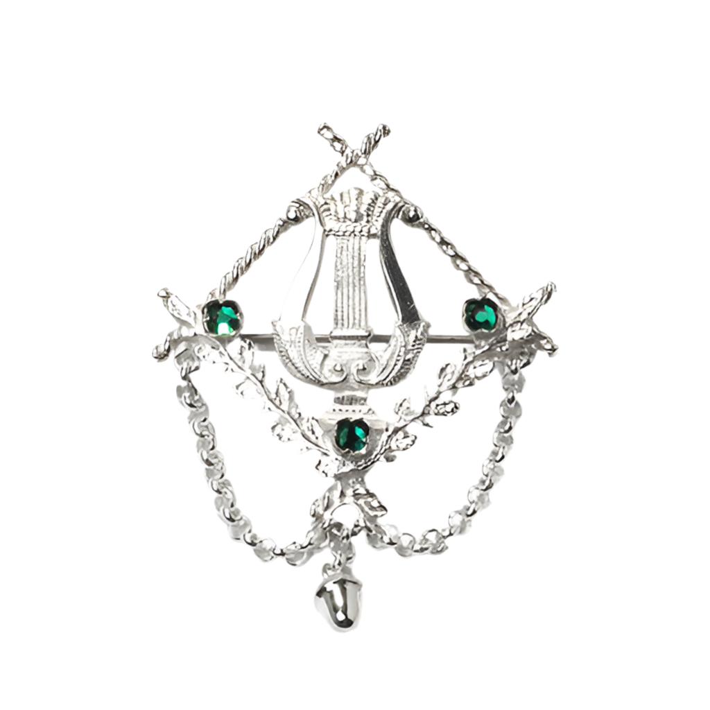 Brosche Tracht 835 Silber Lyra grün