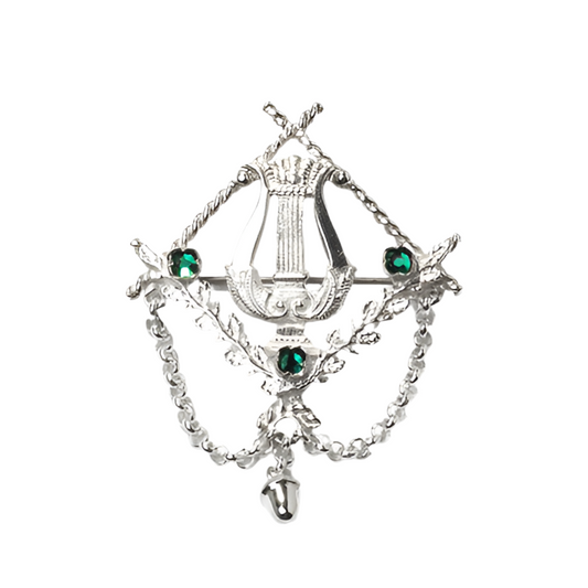 Brosche Tracht 835 Silber Lyra grün