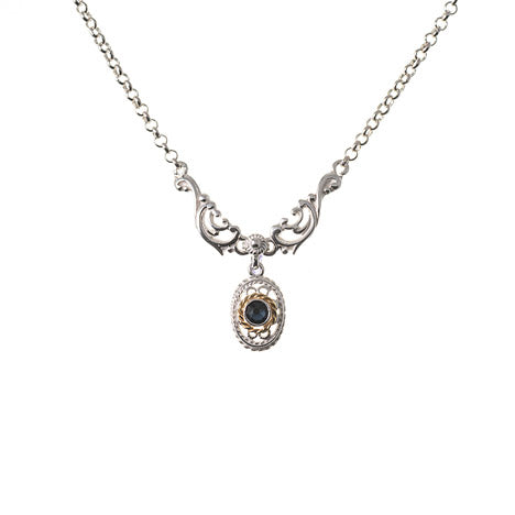 Collier 925 Silber Trachtenschmuck Zirkonia blau