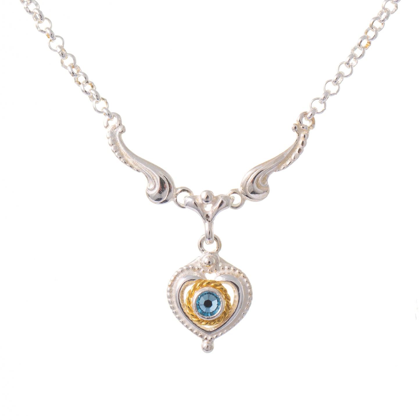 Collier 925 Silber Trachtenschmuck Zirkonia hellblau