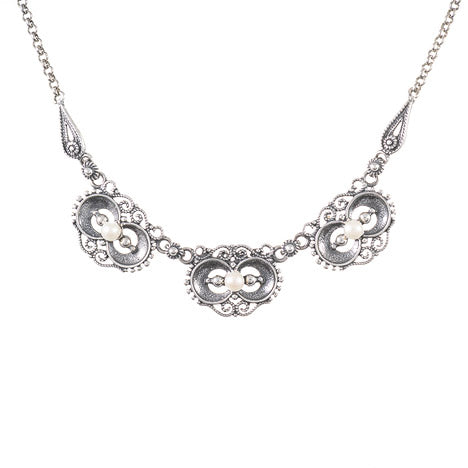 Collier 925 Silber Trachtenschmuck Perle